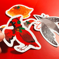 Image 3 of Holiday Birds Sticker Set