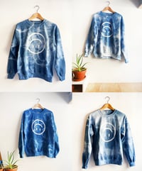 Image 2 of Upside Down Happy Face Indigo Dyed Sweatshirt