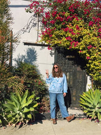 Image 5 of Upside Down Happy Face Indigo Dyed Sweatshirt