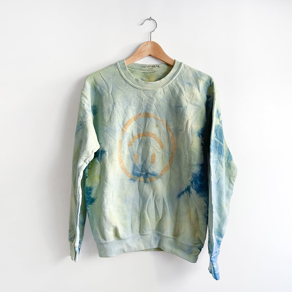 Image of Upside Down Happy Face Sweatshirt / Hand Dyed Multi Colored