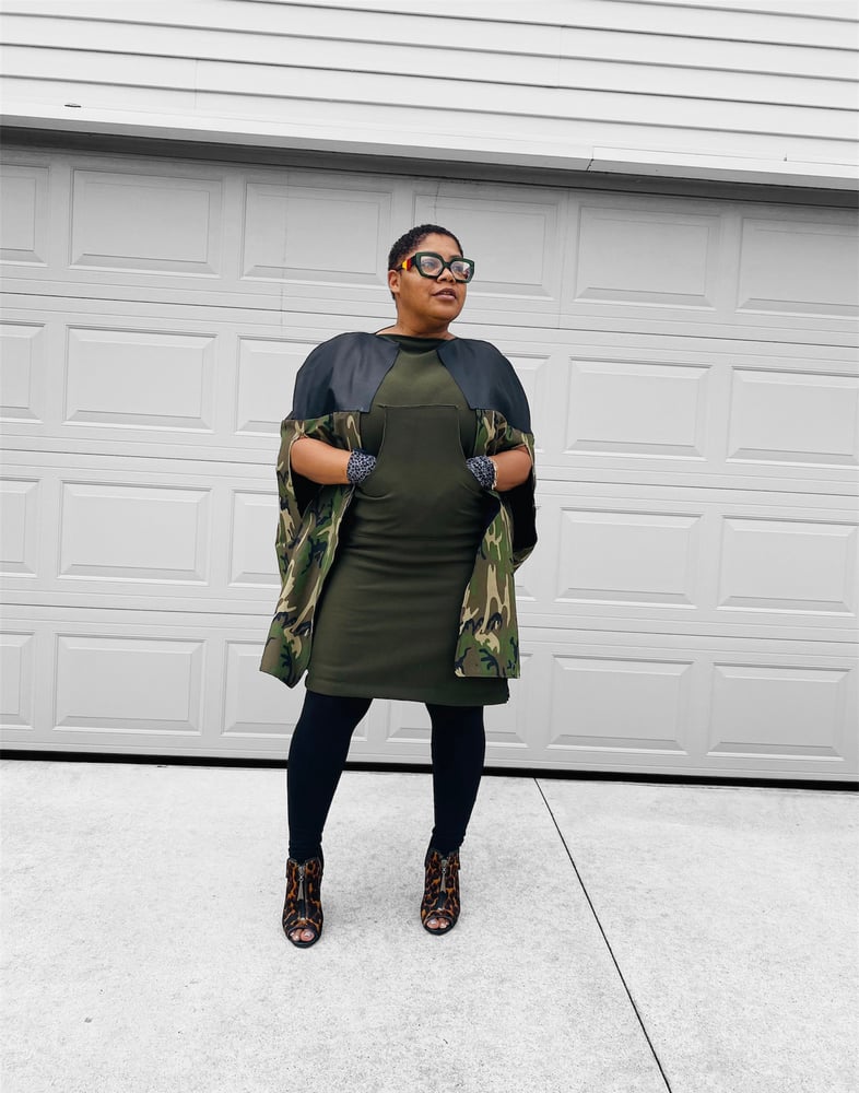 Image of Denim and Leather Cape