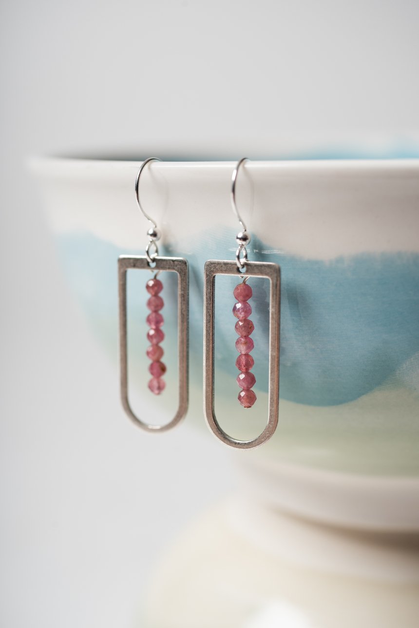 Image of Tourmaline and Silver Window Earrings