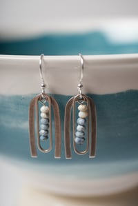 Owyhee Opal Framed Earrings (White to Blue)