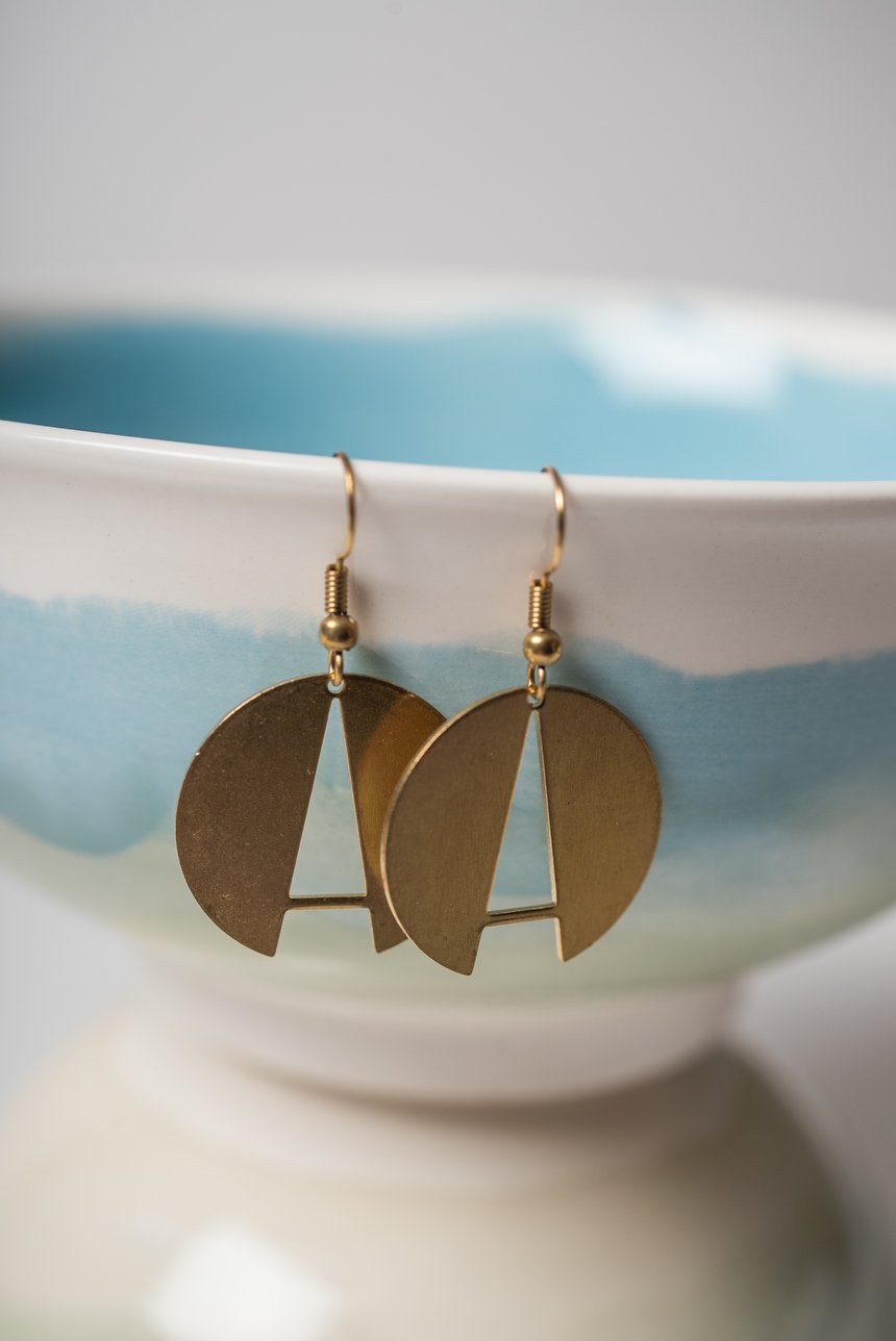 Image of Brass Circle A Earrings