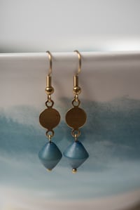 Brass and Jewel Blue Earrings