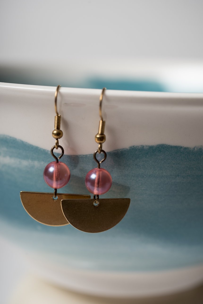 Image of Party Pink and Petite Moon Earrings