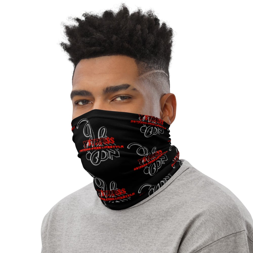 Image of YStress Stress-Free Red and Black Neck Gaiter/Mask/Headband