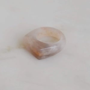 Image of Vietnam White Brown Agate rectangular ring