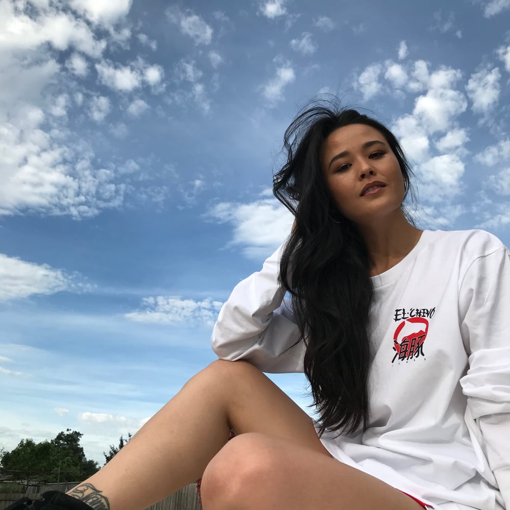 DOLPHIN JONES X EL CHIVO APPAREL LONG SLEEVE TEE (WHITE).