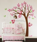 Swaying Tree Bird House with Squirrel Friends - 095 - Vinyl Sticker Wall Decal for Girl Boy