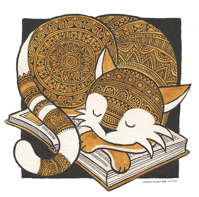 Print - Cat on a Book 