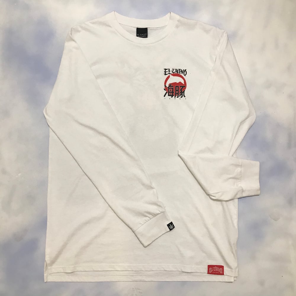 DOLPHIN JONES X EL CHIVO APPAREL LONG SLEEVE TEE (WHITE).