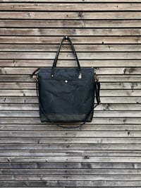 Image 3 of Weekend bag / diaper bag in waxed canvas with leather handles and bottom COLLECTION UNISEX
