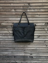 Image 5 of Weekend bag / diaper bag in waxed canvas with leather handles and bottom COLLECTION UNISEX