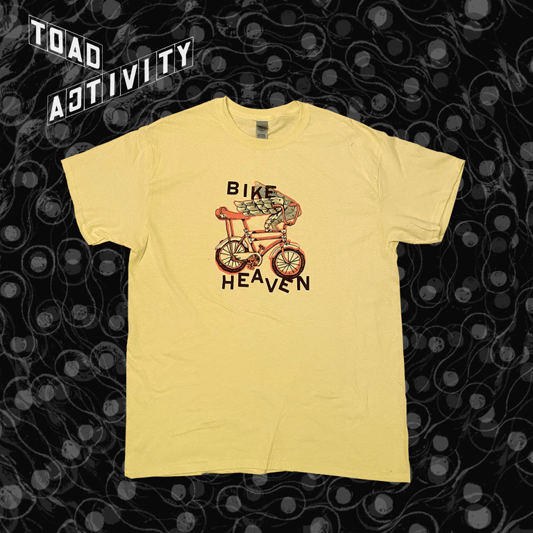BIKE HEAVEN T-Shirt - PINK + RED on YELLOW