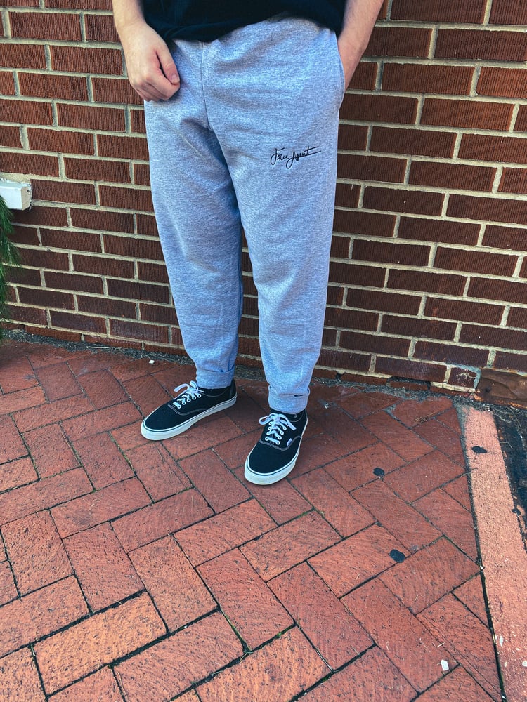 Image of Grey Embroidered Joggers