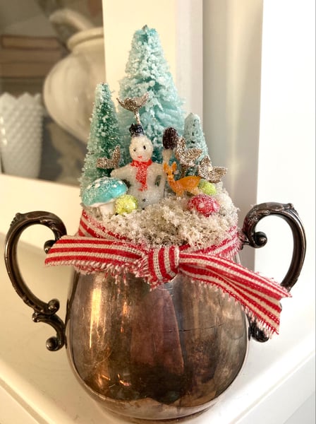 Image of Wee wonderland silver sugar bowl with snowman