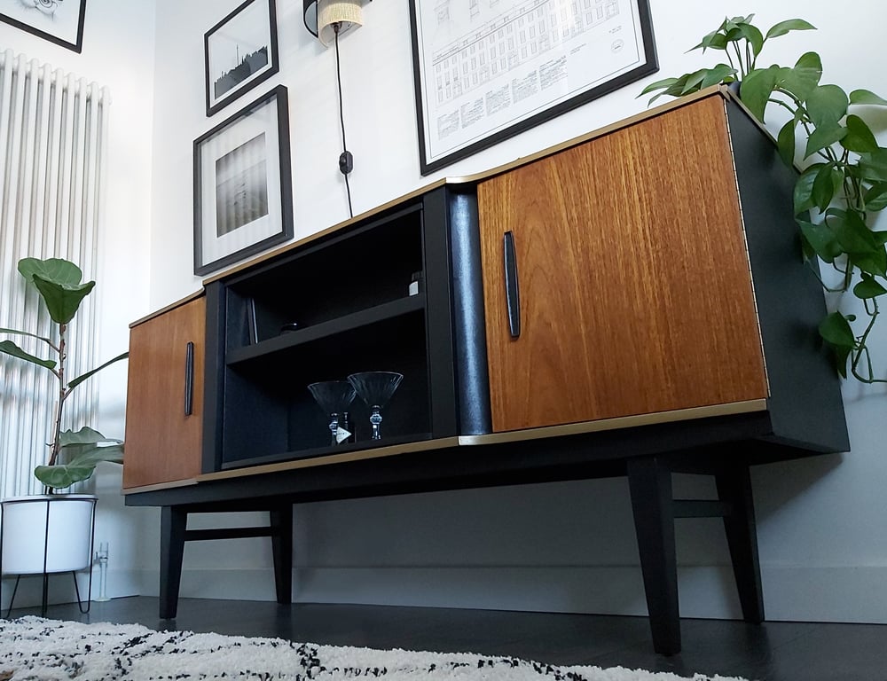 Image of BEAUTILITY CREDENZA WITH ROTATING COCKTAIL BAR