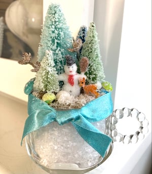 Image of Wee wonderland Snowman glass cup diorama 