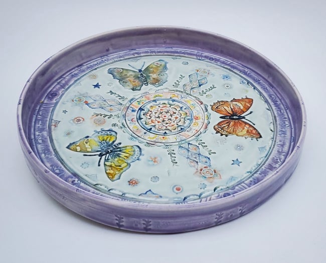 Free Spirit Butterfly Mandala Porcelain Platter