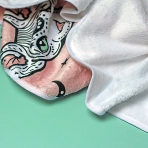 Image of Mystical Sphynx cat blanket - luxury super soft fluffy fleece throw - PINK - printed blanket