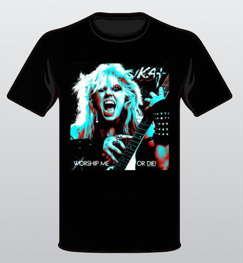 Image of THE GREAT KAT - WORSHIP ME OR DIE! Tri-Color T-Shirt (PRE-ORDER)