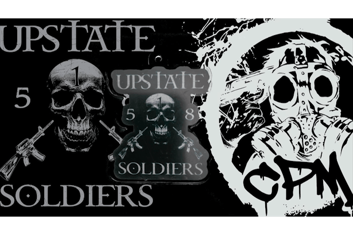 Image of 518 Upstate Soldier- Skull And Guns -  Acrylic Charm 