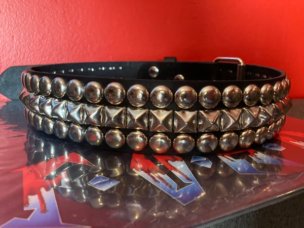 Image of 3-ROW 5/8" DOME & PYRAMID STUDDED LEATHER BELT