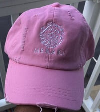 Signature Pink & white distressed dad hat