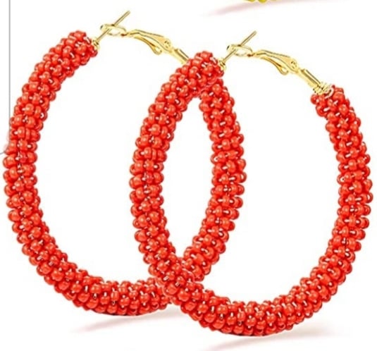 Image of Beaded Hoop Earrings