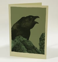Image 1 of "This Crow Has Something to Say 1" •  Single Screenprinted Blank Card with Envelope