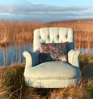 Image of Meadow grasses, printed velvet cushion