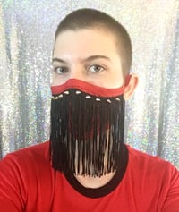 Red and Black Spiked Fringe Mask (with filter pocket and nose wire) 