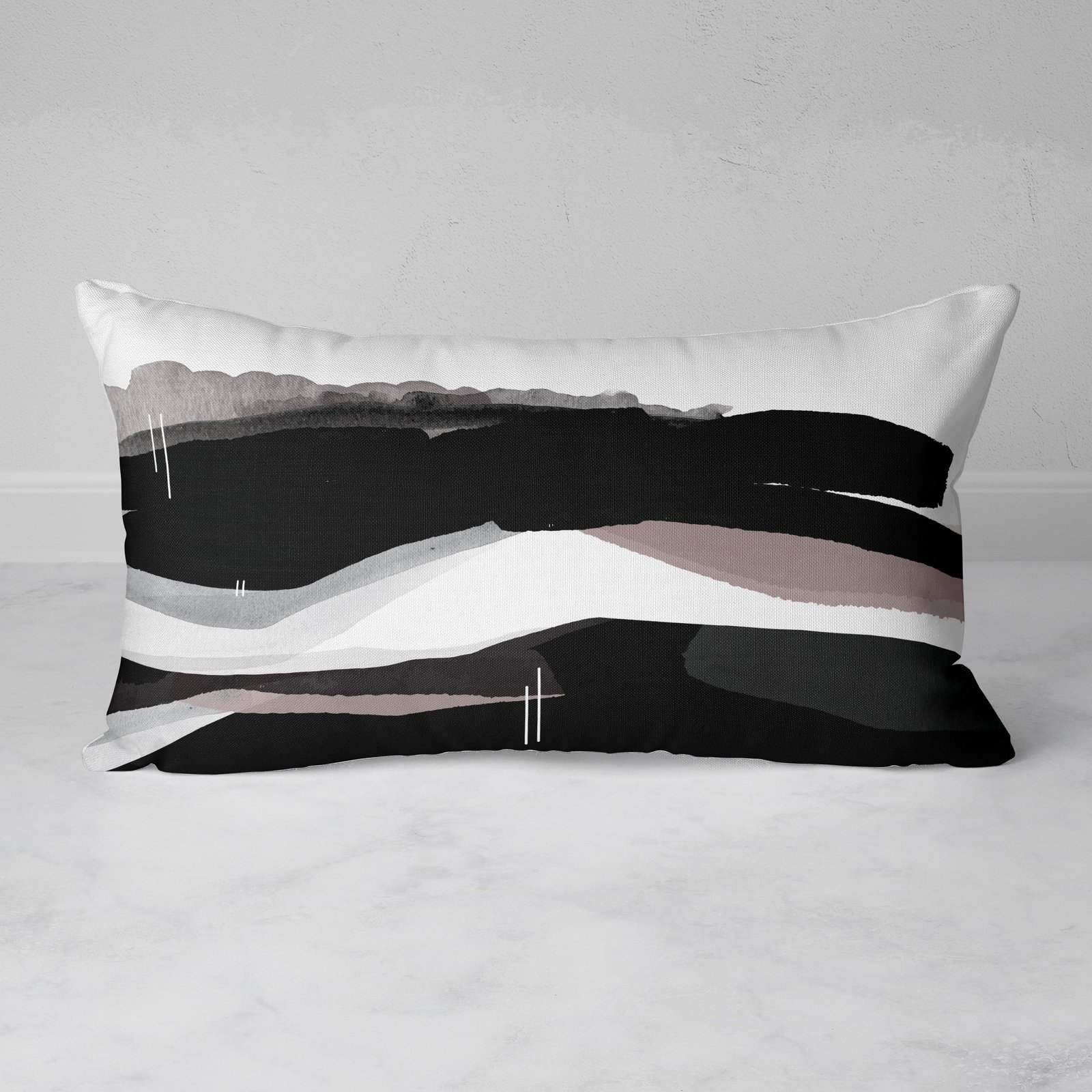 Black rectangle outlet throw pillow