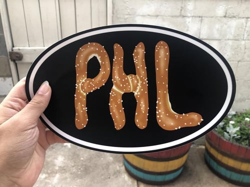 Image of PHL Represent Philly pretzel style STICKER! By Dig Threads