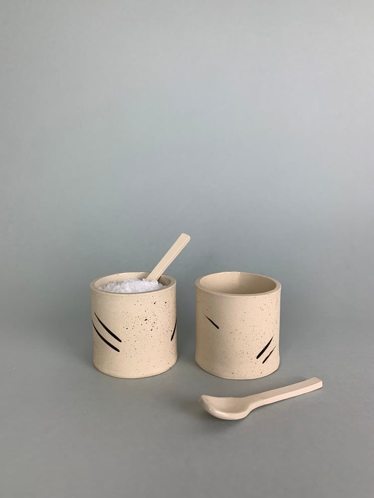 Image of Brushstroke Salt Pot With Ceramic Spoon (Made to order)