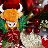 Highland Christmas - Harper the highland cow! Brooch 
