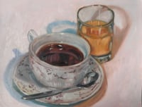 Image 1 of Coffee and OJ, still life oil painting