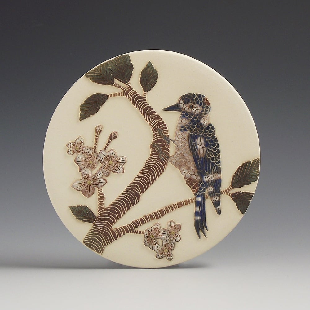 Image of Spotted Woodpecker & blossom wall hanging