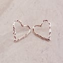 Single Melted Heart Studs - Silver