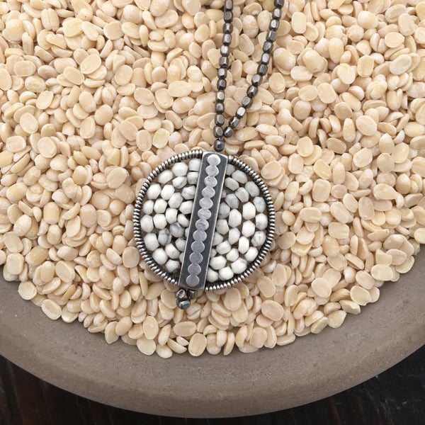 Image of Round Center Bar Pendant in White Stone
