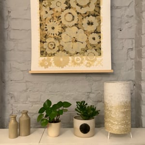Image of Rain Print Gold Stripe Lamp