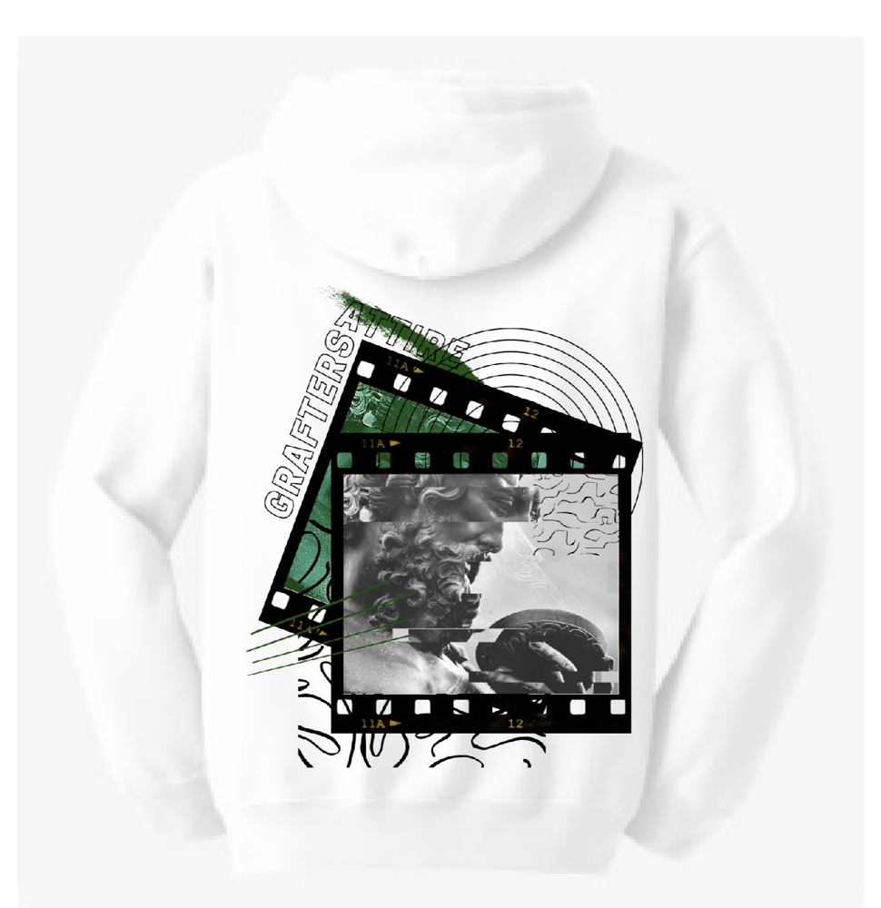 Image of White unisex Film tape Hoodie