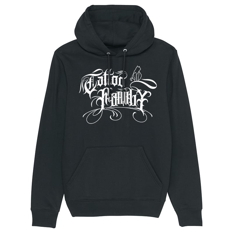 Image of SWEAT-SHIRT CAPUCHE NOIR - TATTOO FAMILY BLANC