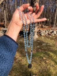 Image 5 of Blue Topaz Mala with Rare Super Seven Fireworks Pendant