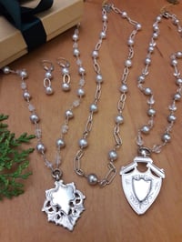 Image 2 of Gray Pearls with Rainbow Moonstones, item 5EX