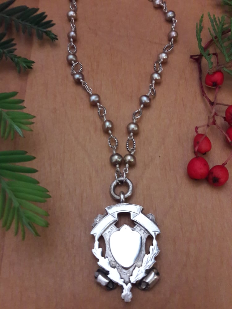 Image of Scroll Fob with freshwater pearls, Item 6AH