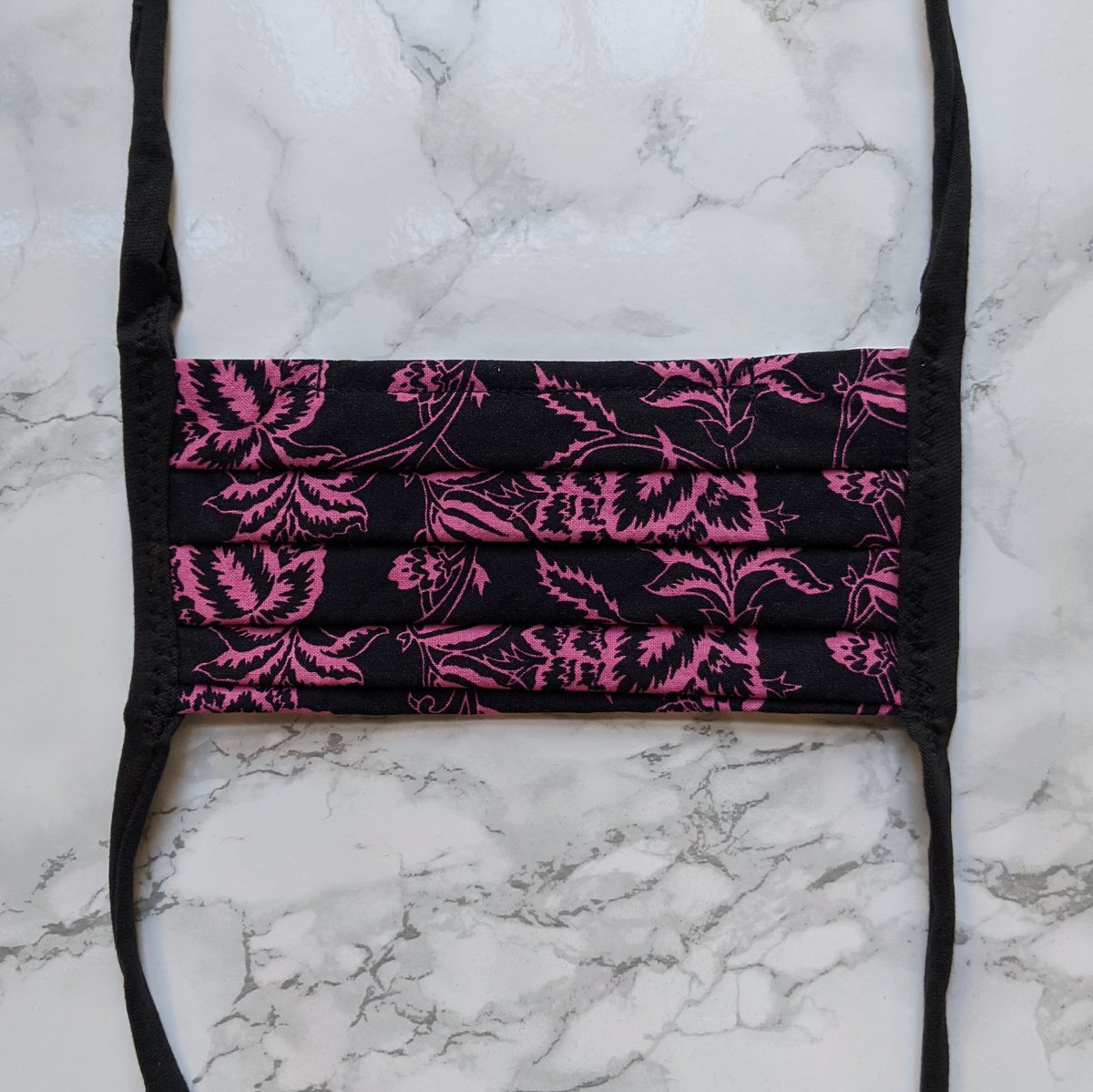 Black and Pink Floral Face Mask