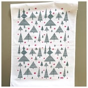 Image of Evergreen Trees and Baubles Kitchen Tea Towel