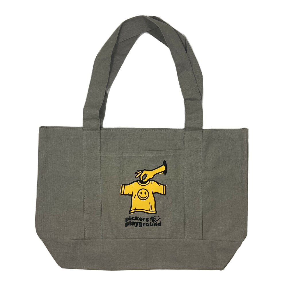 Pickers Grey Tote Bag w/ Pocket | Pickers Playground